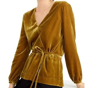J.Crew Velvet Wrap Top in Gold